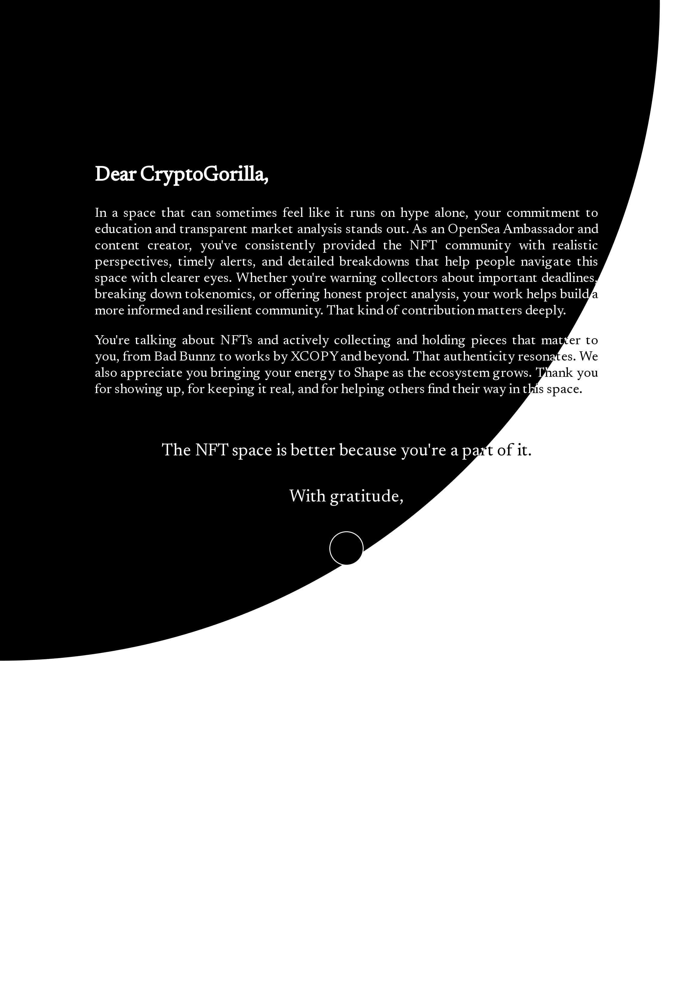 Dear CryptoGorilla