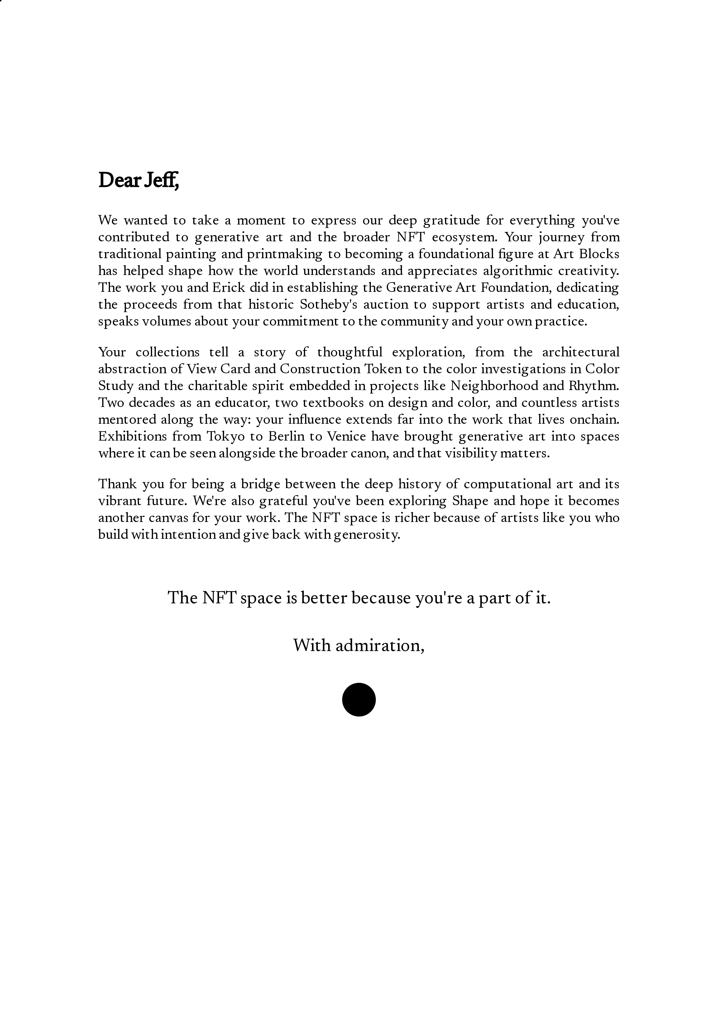 Dear Jeff