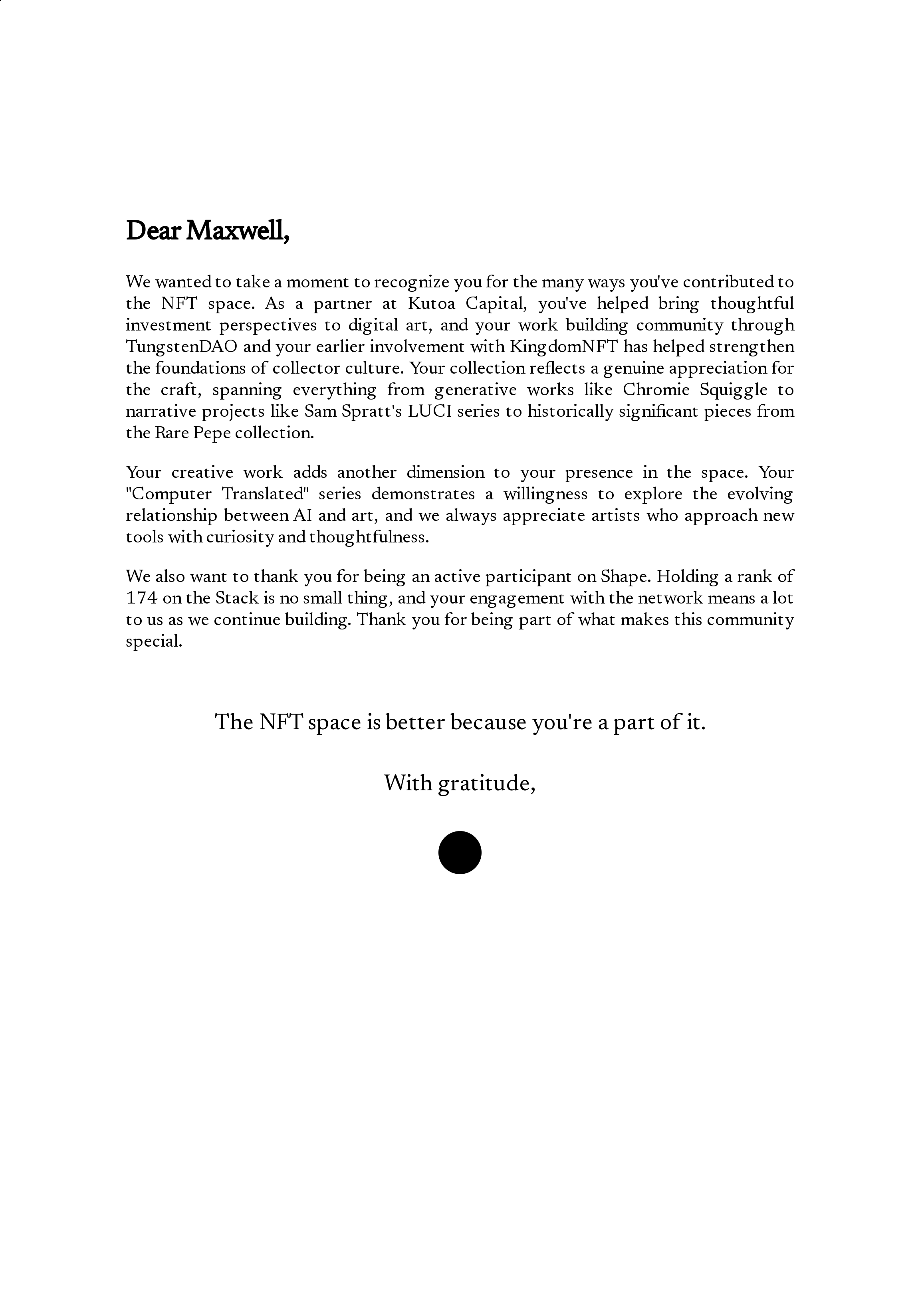 Dear Maxwell