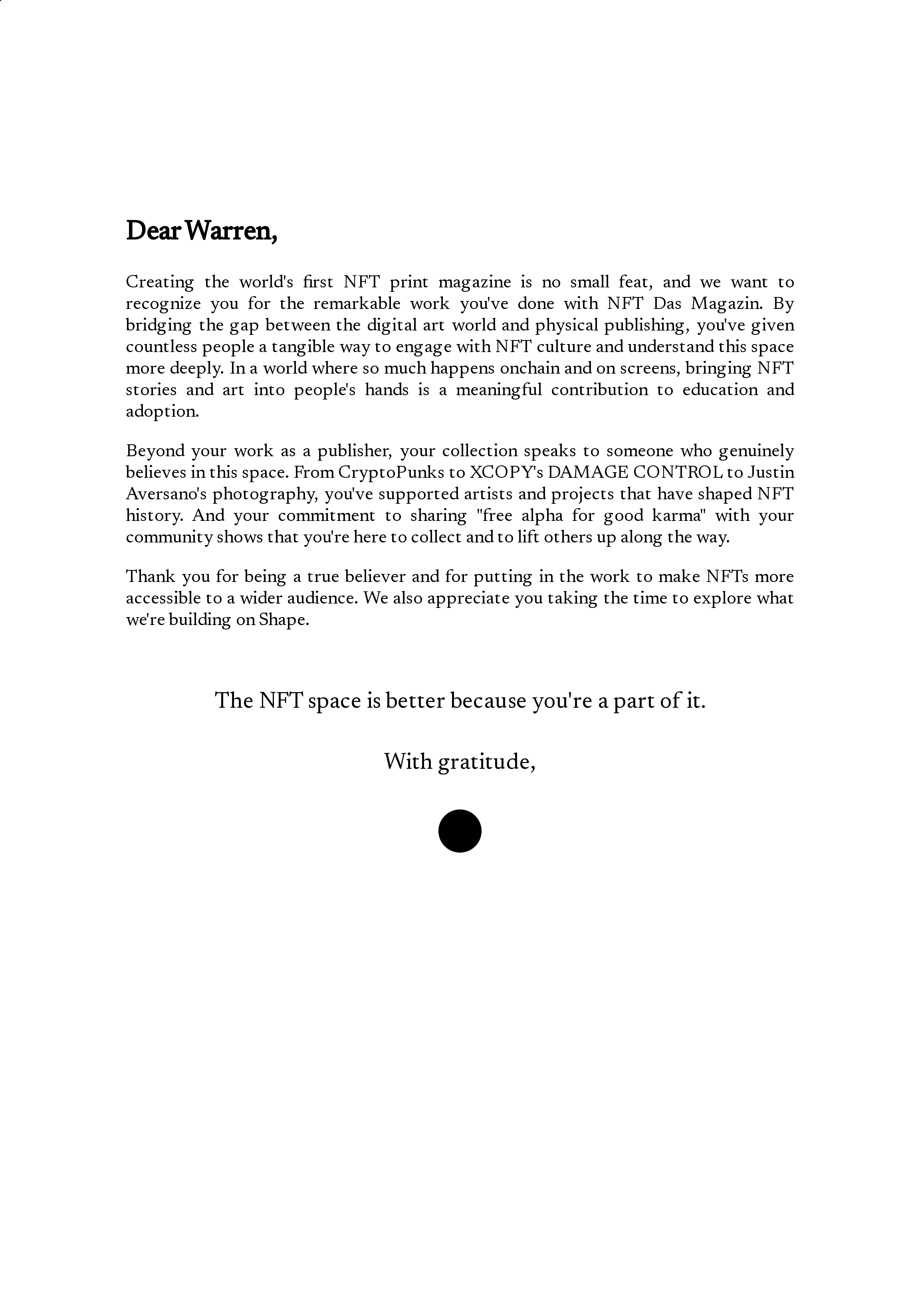 Dear Warren