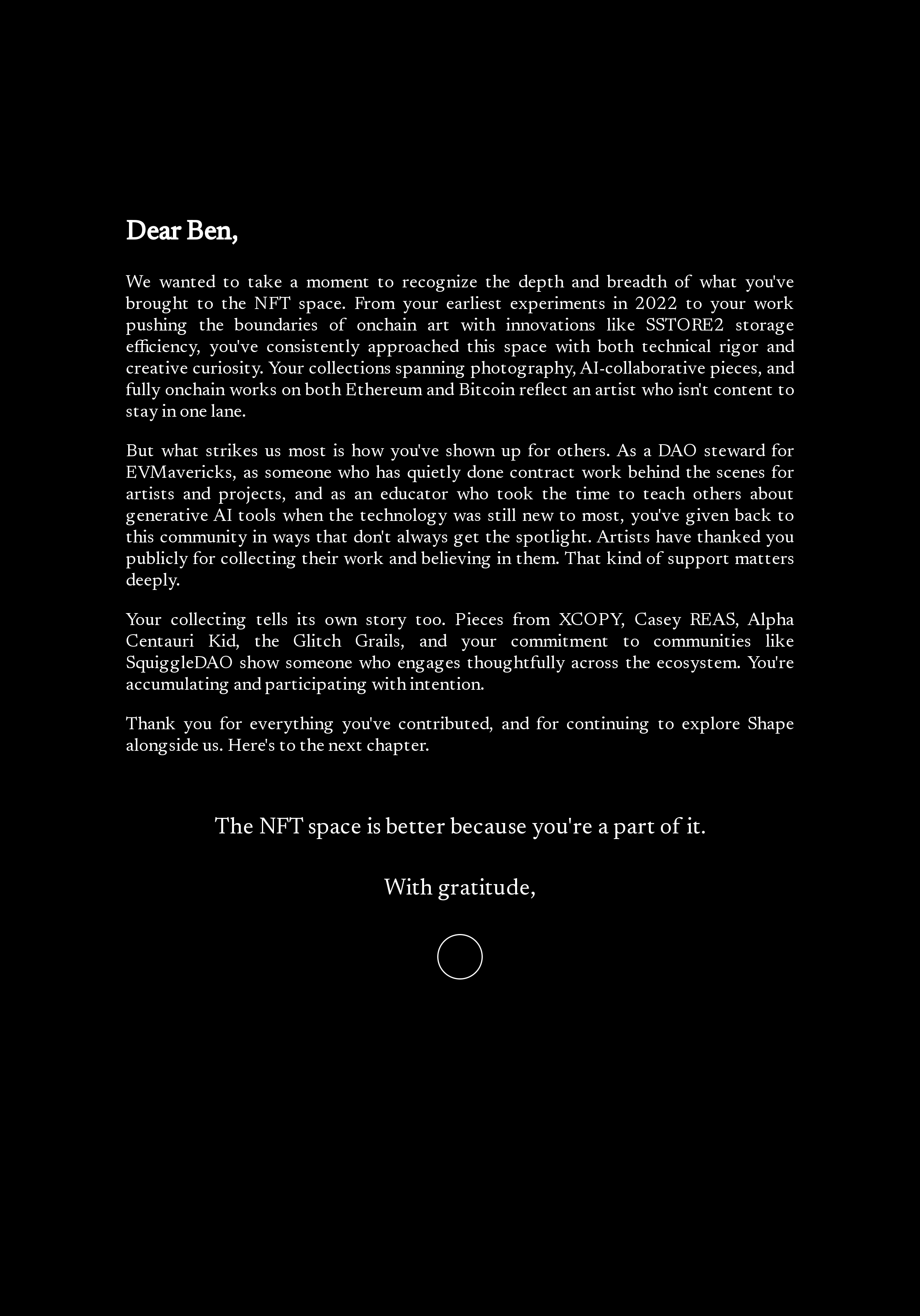 Dear Ben