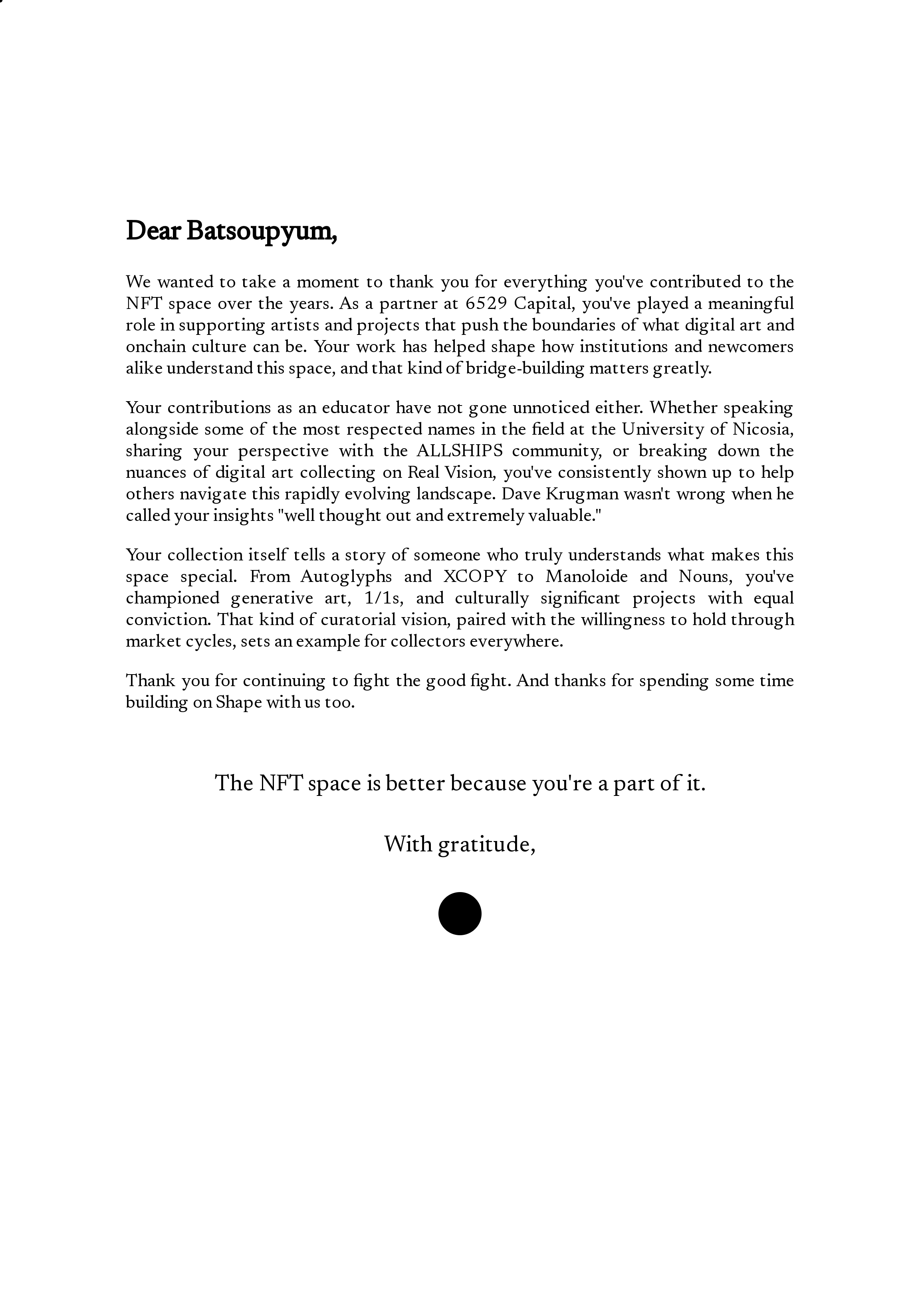 Dear Batsoupyum