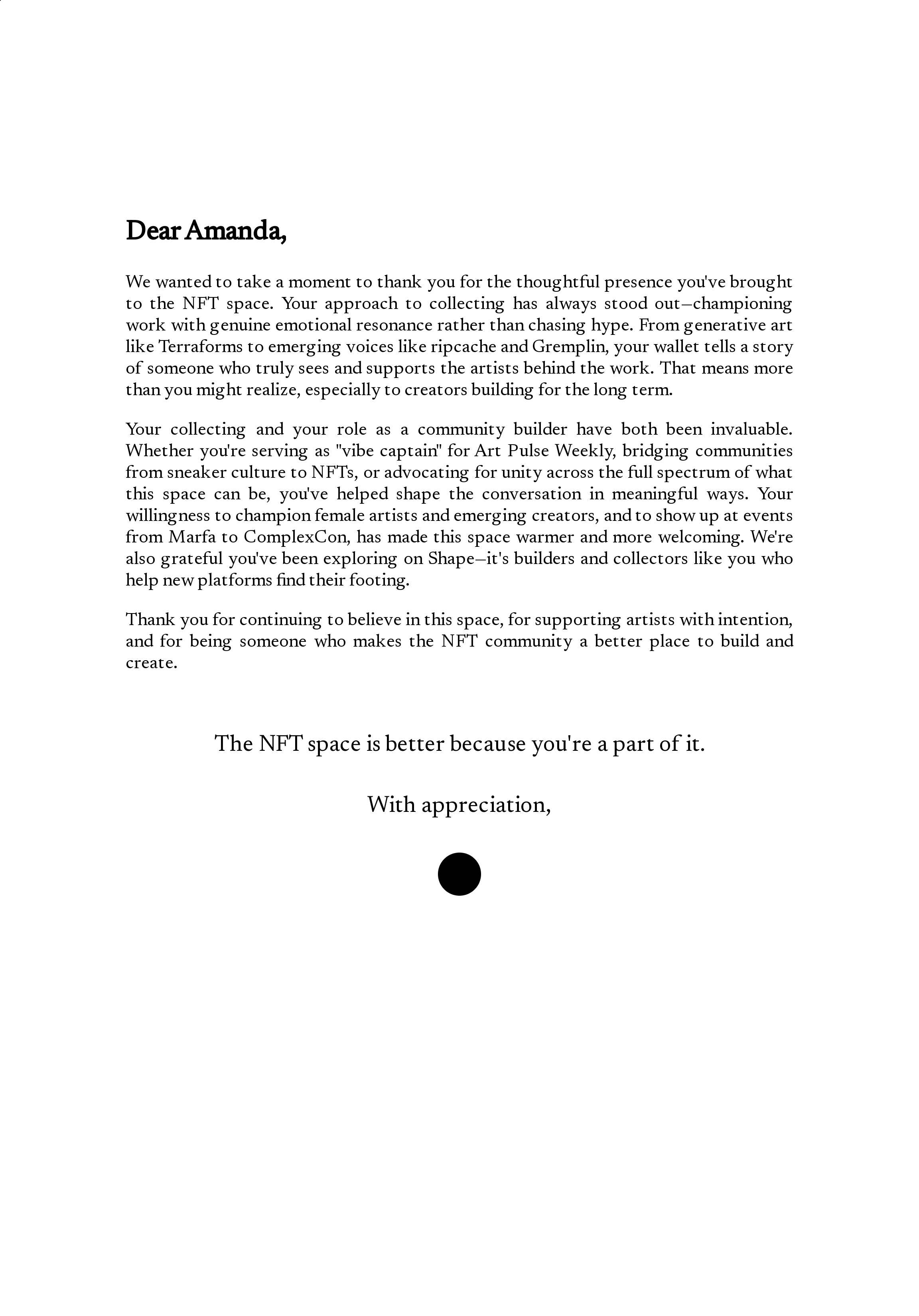 Dear Amanda