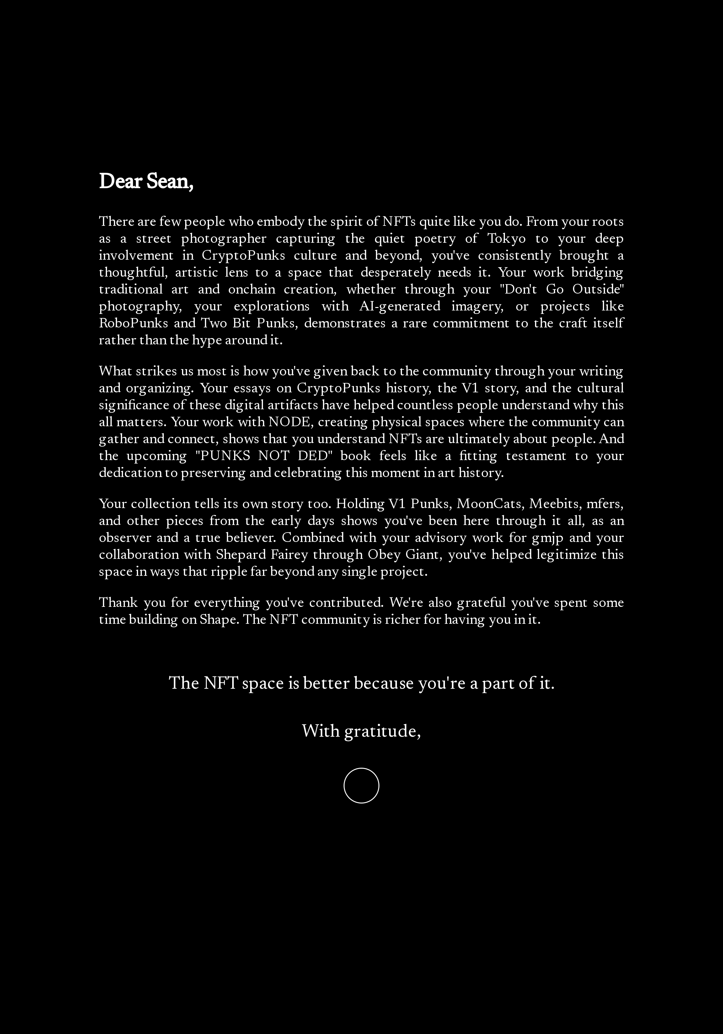 Dear Sean